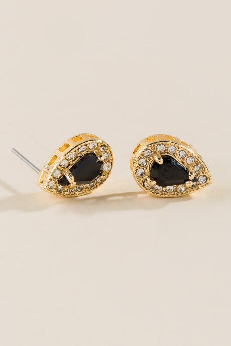 Francesca's Mariellis Teardrop Studs - Black