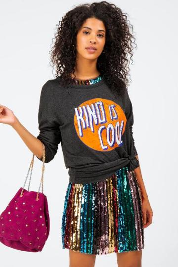 Francesca's Kind Is Cool Sweatshirt - Black