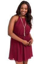 Plus Size Lush Elise Solid Dress - Wine