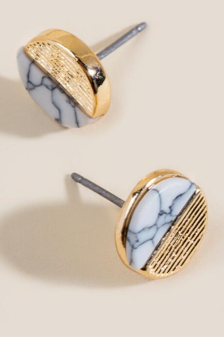 Francesca's Stacie Geo Howlite Studs - White