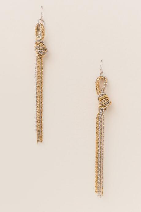 Francesca's Paris Chain Knot Tassel Earring - Mixed Plating