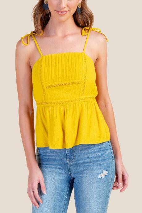 Francesca's Aurora Shoulder Tie Tank Top - Lemon