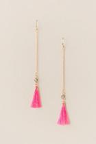 Francesca's Malina Chain Tassel Earring - Neon Pink