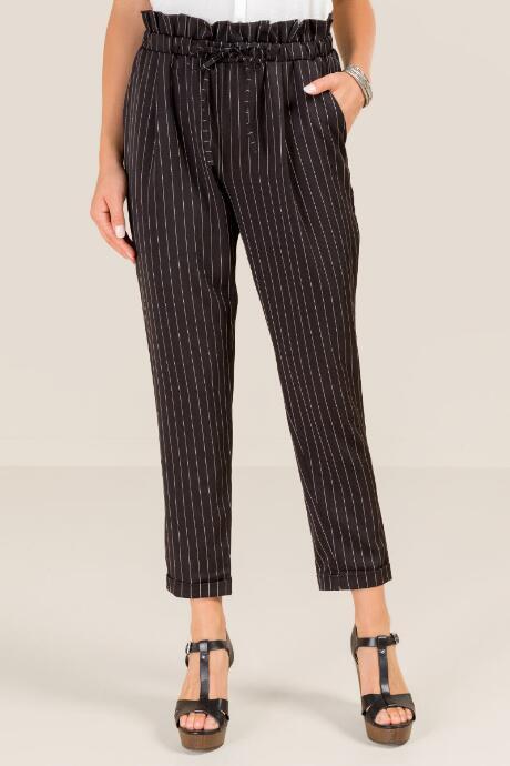 Francesca's Regan Pinstripe Paperbag Pants - Black