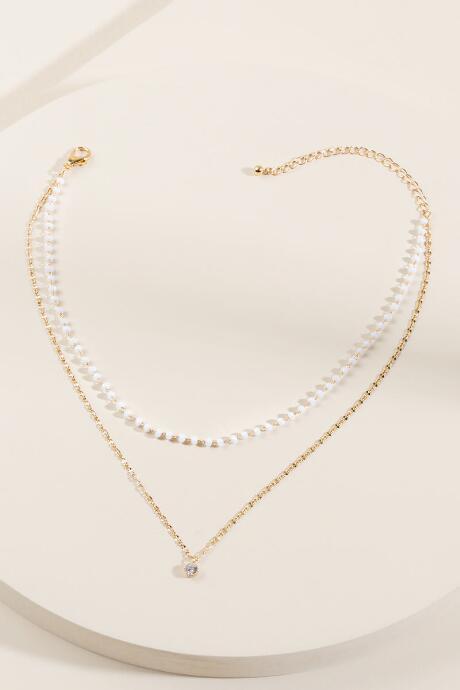 Francesca's Mandi Beaded Layer Necklace - White