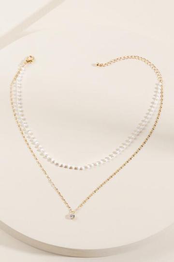 Francesca's Mandi Beaded Layer Necklace - White
