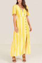 Francesca's Avery Striped Maxi Dress - Marigold