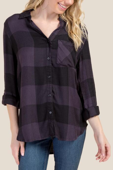 Francesca Inchess Tanya Plaid Button Down - Black