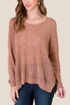 Francesca's Brianna Basic Knit Sweater - Cinnamon