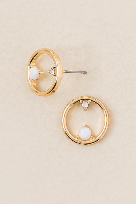 Francesca's Yolanna Opal Circle Stud Earring - Iridescent