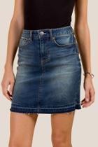 Francesca Inchess Charleston Clean Release Hem Denim Mini Skirt - Dark