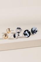 Francesca's Greyson Marbled Resin Stud Set - Black