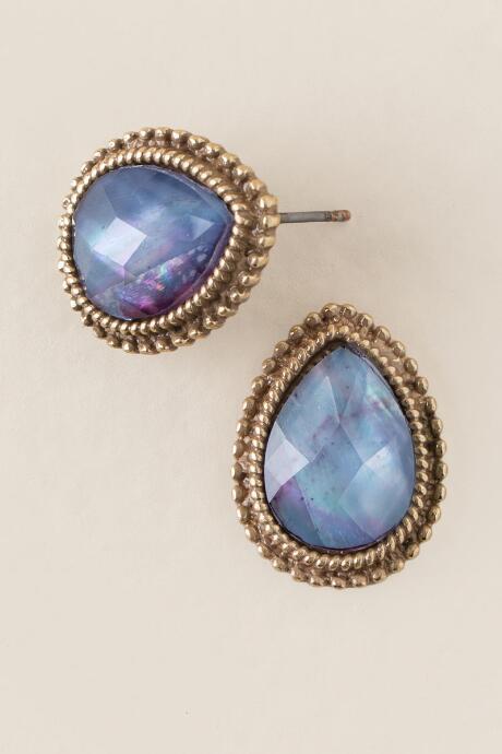 Francesca's Bristol Moonstone Teardrop Stud Earring - Blue