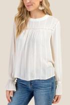 Francesca Inchess Irene Crop Tonal Embroidered Blouse - Ivory