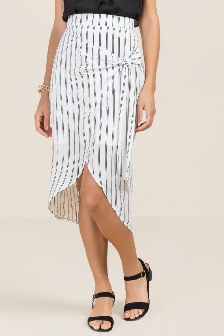 Francesca's Whitley Striped Midi Skirt - White