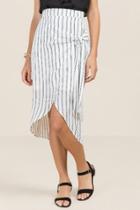 Francesca's Whitley Striped Midi Skirt - White