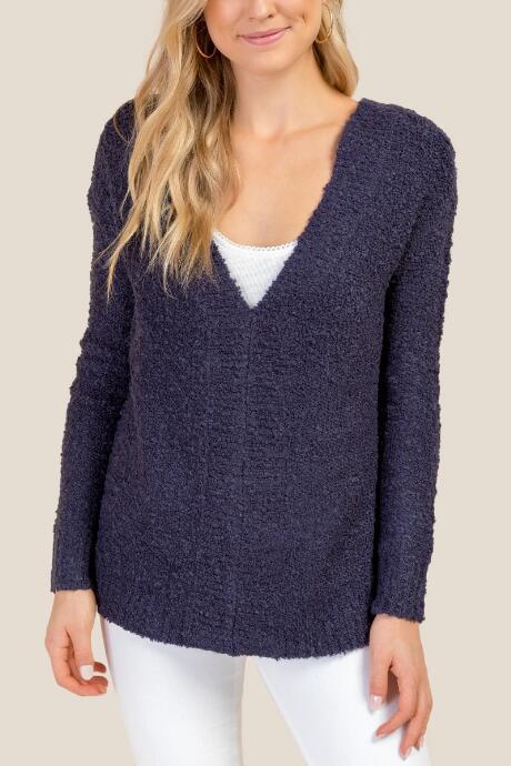 Francesca's Esmerelda Bow Back Sweater - Navy