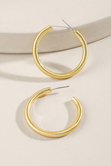 Francesca's Samantha Small Satin Tube Hoops - Gold