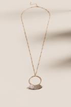 Francesca's Maya Tasseled Circle Pendant Necklace - Taupe