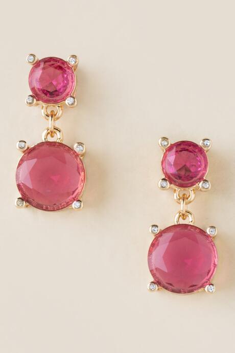 Francesca's Rebecca Stone Drop Earrings - Fuchsia