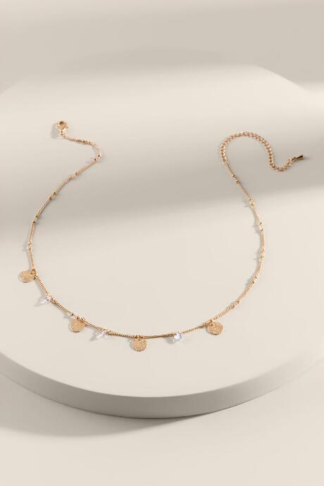 Francesca's Candice Cubic Zirconia Coin Drop Necklace - Gold