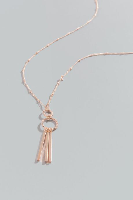 Francesca's Maura Rose Gold Bar Pendant - Rose/gold