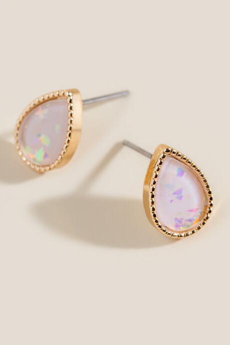 Francesca's Desiree Ab Opal Teardrop Studs - Iridescent