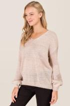 Alya Della Poet Sleeve Pullover Sweater - Taupe