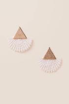 Francesca's Mariam Lace Fan Stud Earring - White