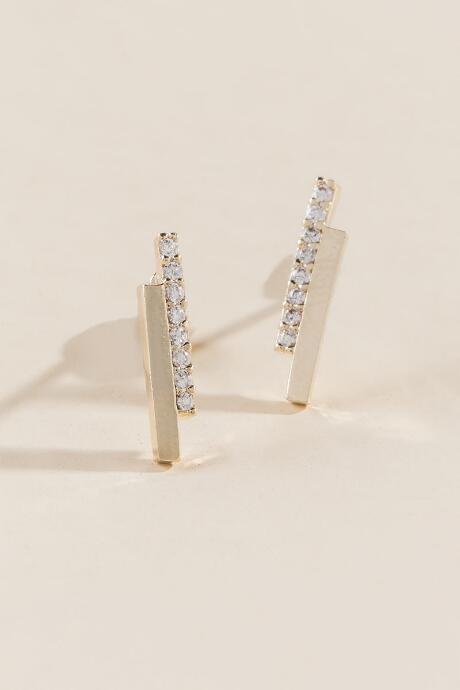 Francescas Gabriela Crystal Bar Stud - Gold
