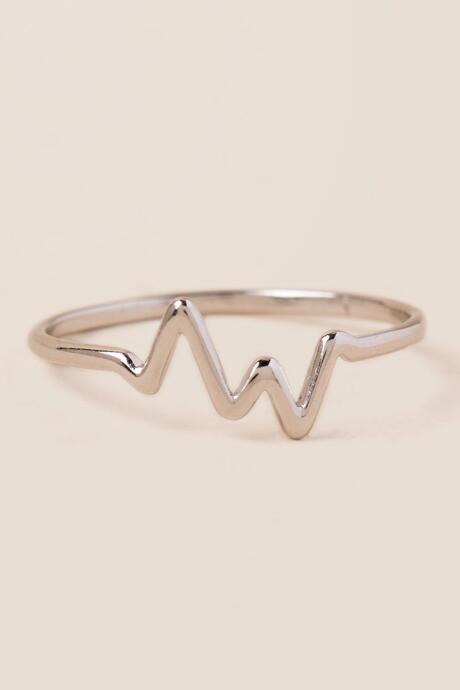Francesca's Sterling Silver Heartbeat Ring - Silver