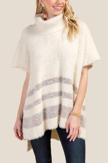 Francesca Inchess Avery Cowl Neck Poncho - Ivory