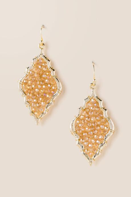 Francesca's Ainsley Glass Beaded Drop Earring - Crisp Champagne