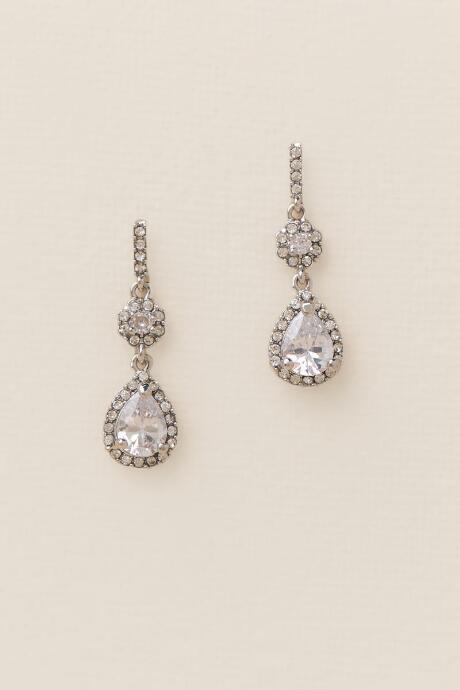 Francesca's Haley Cubic Zirconia Teardrop Earrings - Crystal