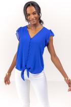 Francesca's Lilith Front Tie Top - Blue