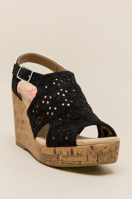 Jellypop Ariel Woven Chopout Wedge - Black