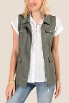 Francesca's Jocelyn Rounded Hem Vest - Dark Olive