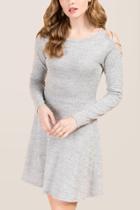 Alya Sofia Lattice Hacci Knit Dress - Gray