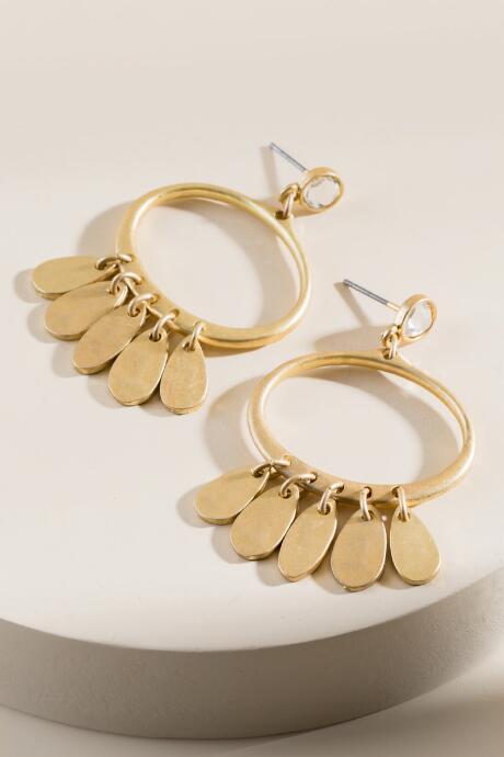 Francesca's Esme Oval Drop Earrings - Gold