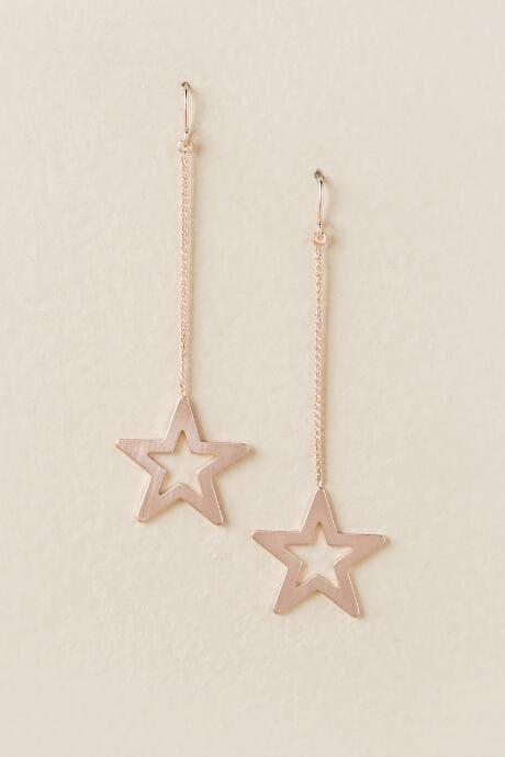 Francesca's Lena Chain Star Drop Earring In Rose Gold - Rose/gold