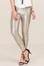 Francesca's Nicolina Matte Sequin Pant - Gold