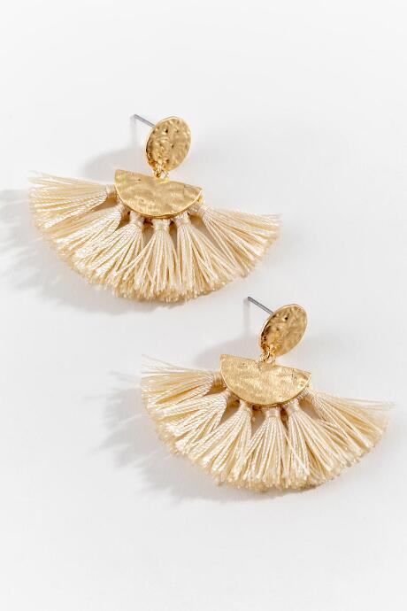 Francesca's Meredith Fan Tassel Earrings - Ivory