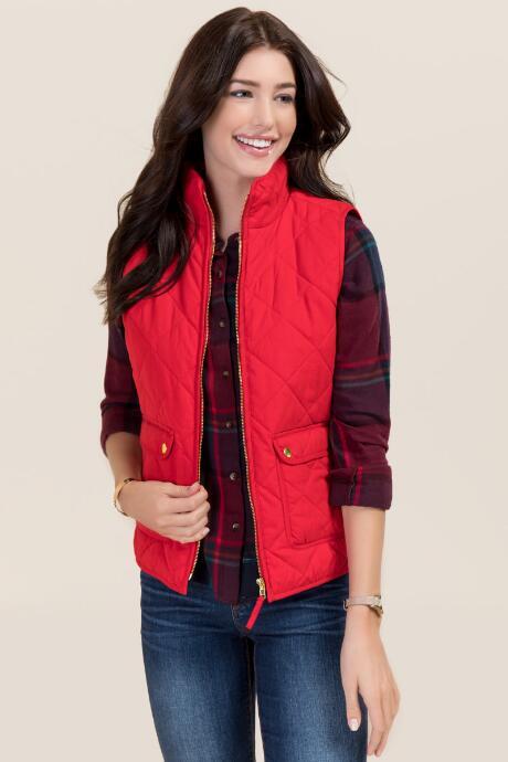 Blue Rain Everett Sueded Puffer Vest - Red