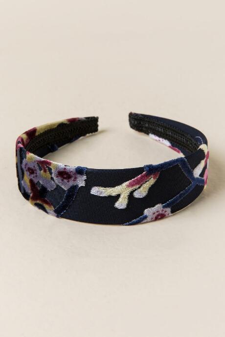 Francescas Muriel Velvet Headband - Navy