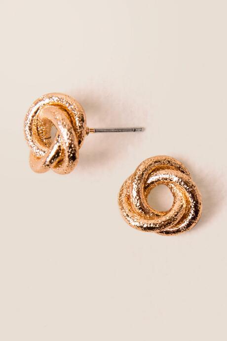 Francesca's Brandy Sandblast Knot Stud Earring - Gold