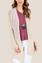 Francesca's Tucker Open Stitch Cardigan - Taupe