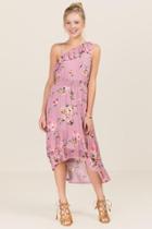 Francesca's Kali Floral Midi Dress - Dark Mauve