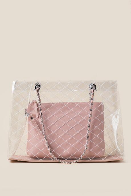 Francesca's Brenda Quilted Vinyl Tote - Blush