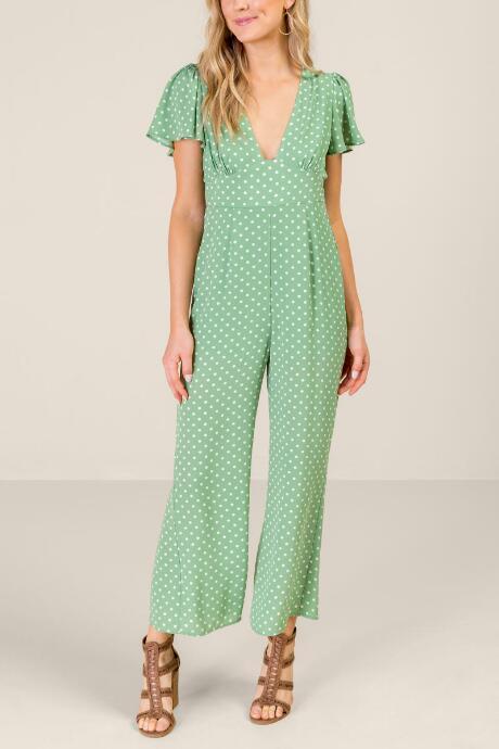 Francescas Rita Dot Jumpsuit - Moss