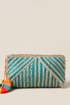 Francescas Santorini Straw Clutch In Turquoise - Turquoise